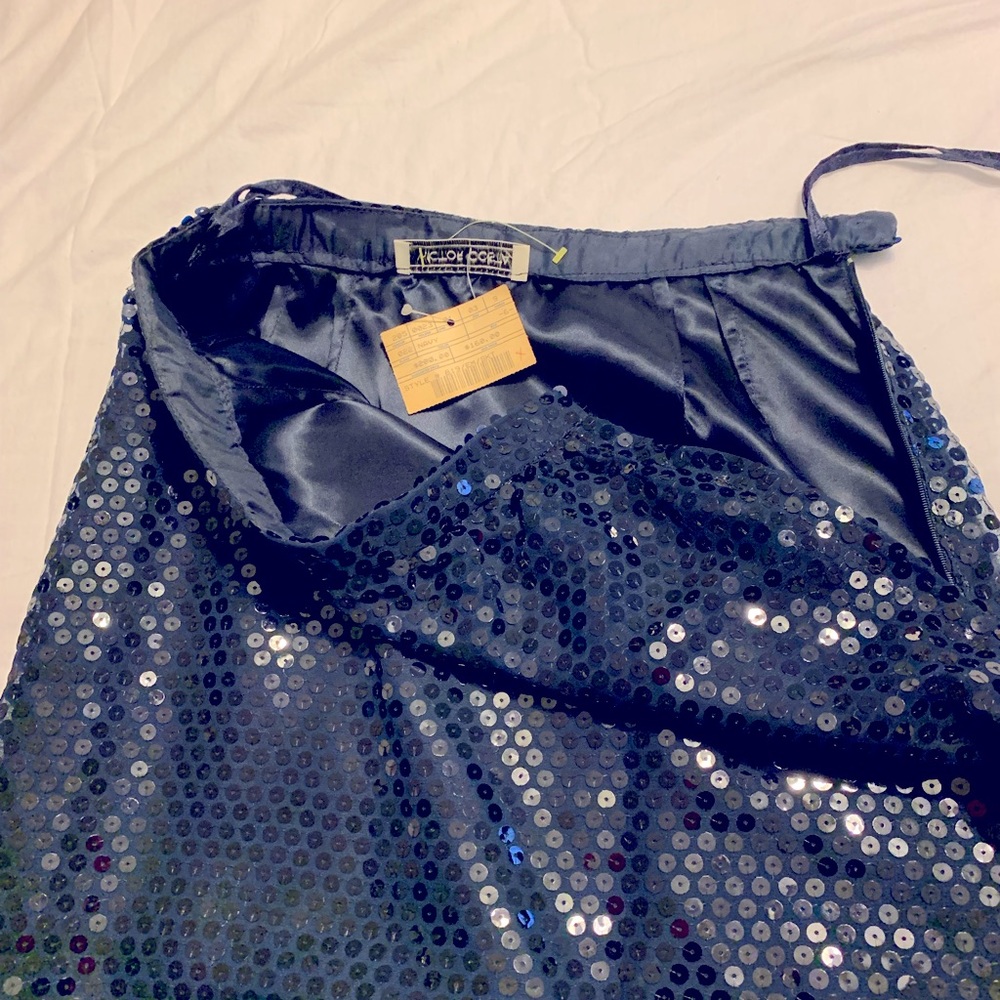Victor Costa Navy Blue Sequin Skirt